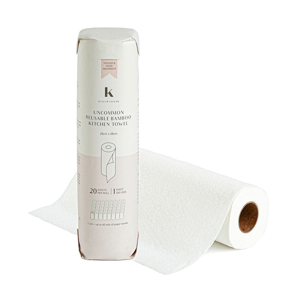 RW Clean White Bamboo Washable Paper Towel Roll - 11 inch x 11 inch - 50 Sheets x 10 Rolls