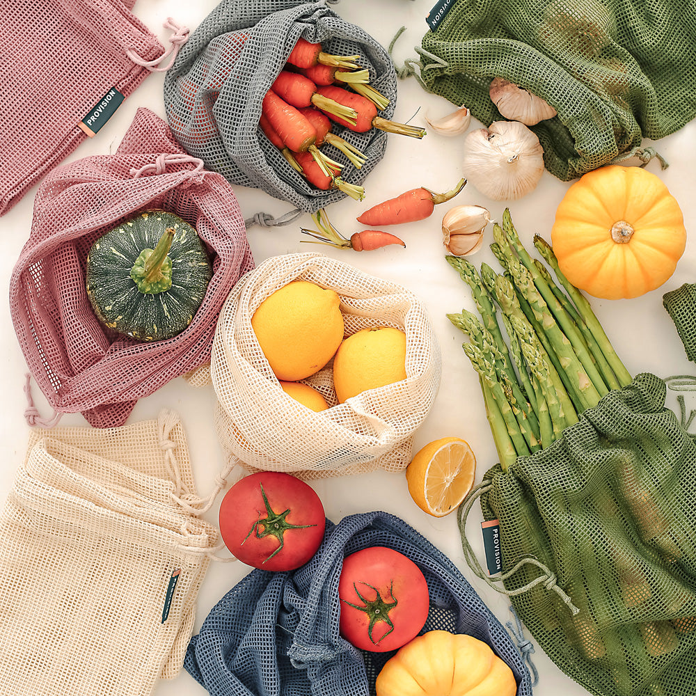 Set Of 6 Hand-painted Vegetable Bags | Vegetable Bags | Veggie Lovers |  Storage Bags | Sustainable | Mints Art